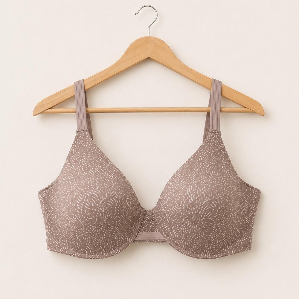 Bali 38D Underwire Bra Nude Brown Abstract Print Soft Cup Comfort Feminine